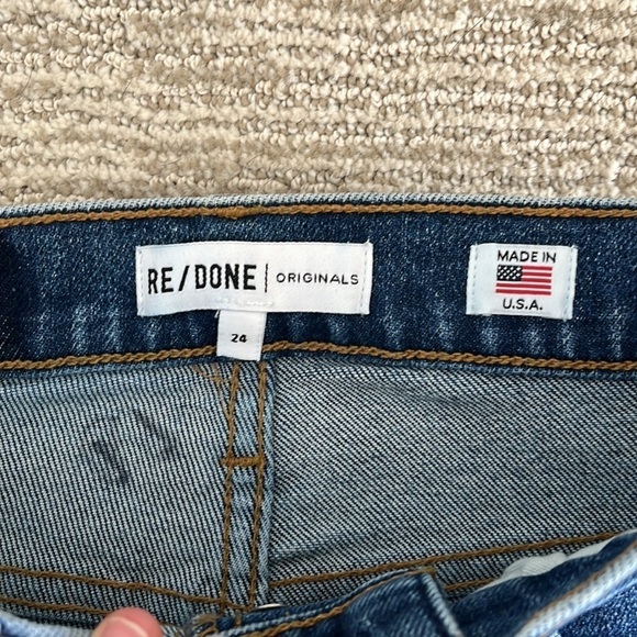 Re/Done Comfort Stretch High Rise Ankle Crop Jeans in Mid 70s Size 24 - Picture 8 of 13